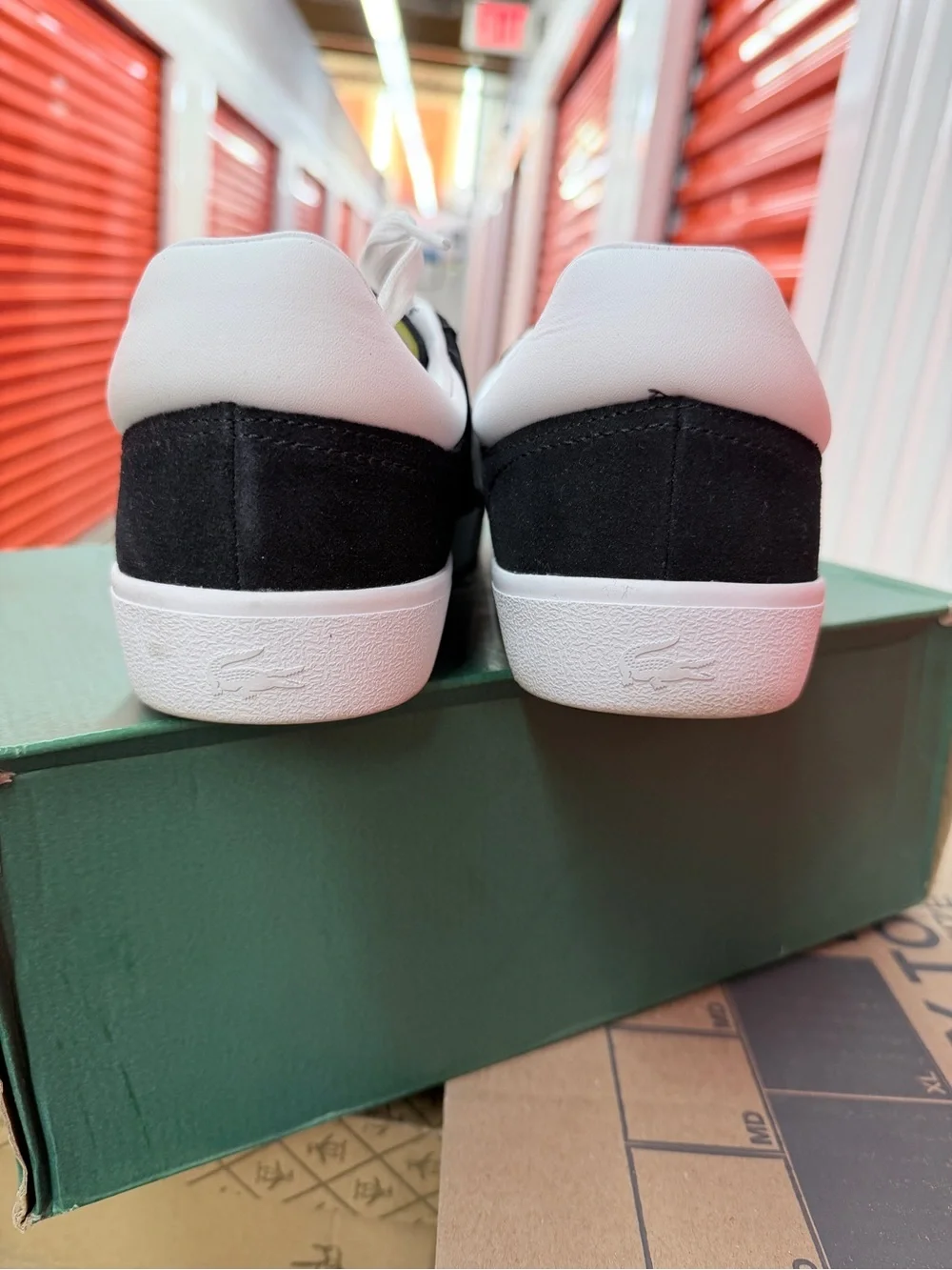 Lacoste Men's Black Suede Low-Top Sneakers with White Accents